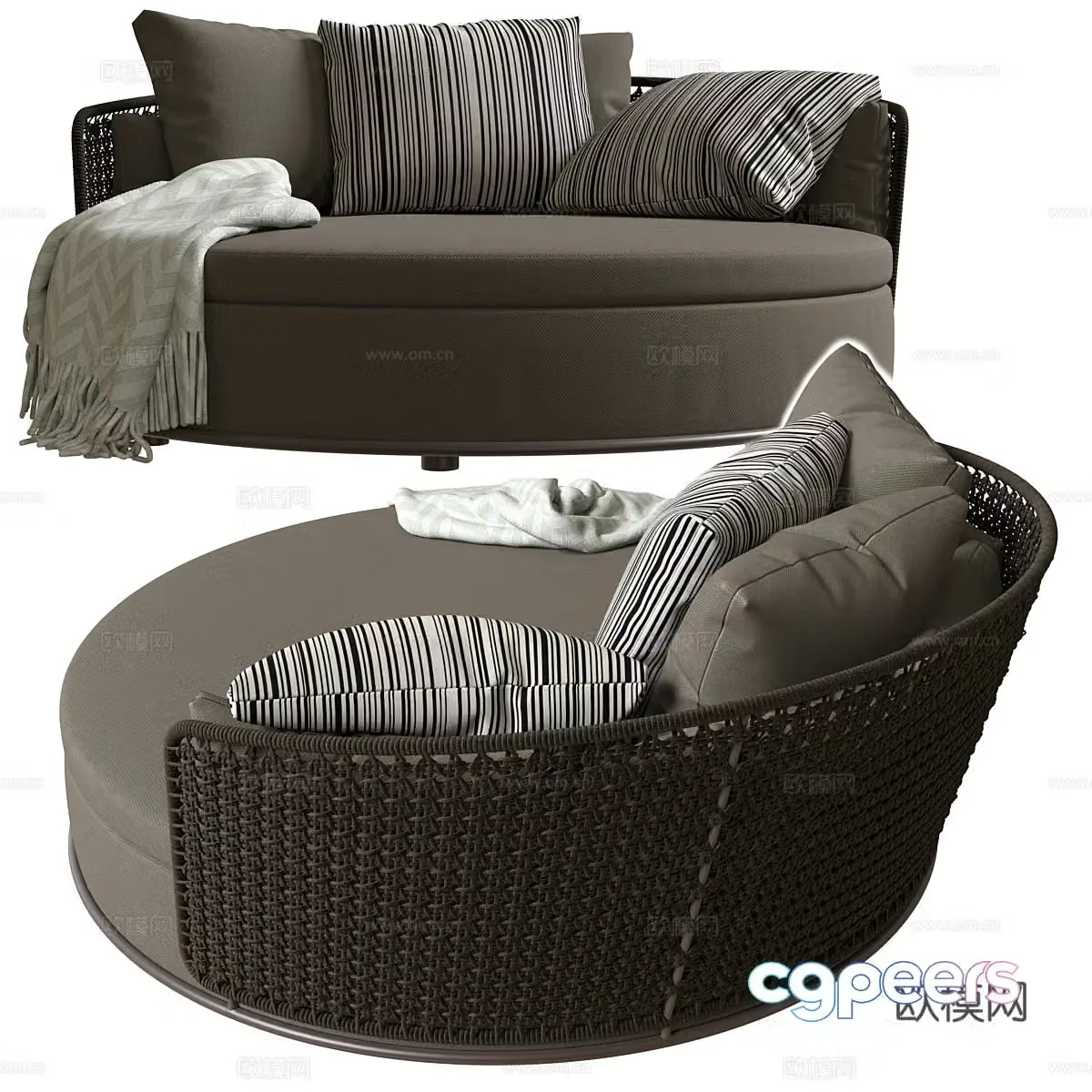 New Chinese casual sofa round sofa 3d model