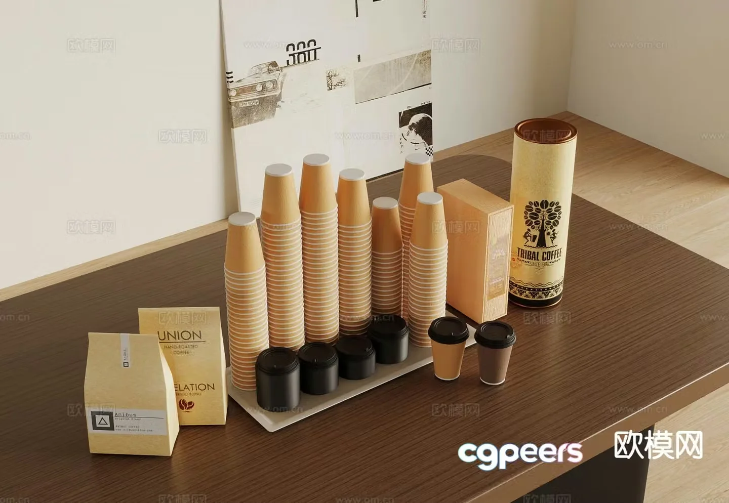 Coffee cup coffee box coffee packaging paper cup 3d model