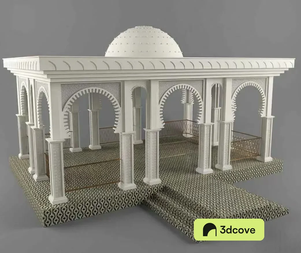 A White Building With Arches And Columns