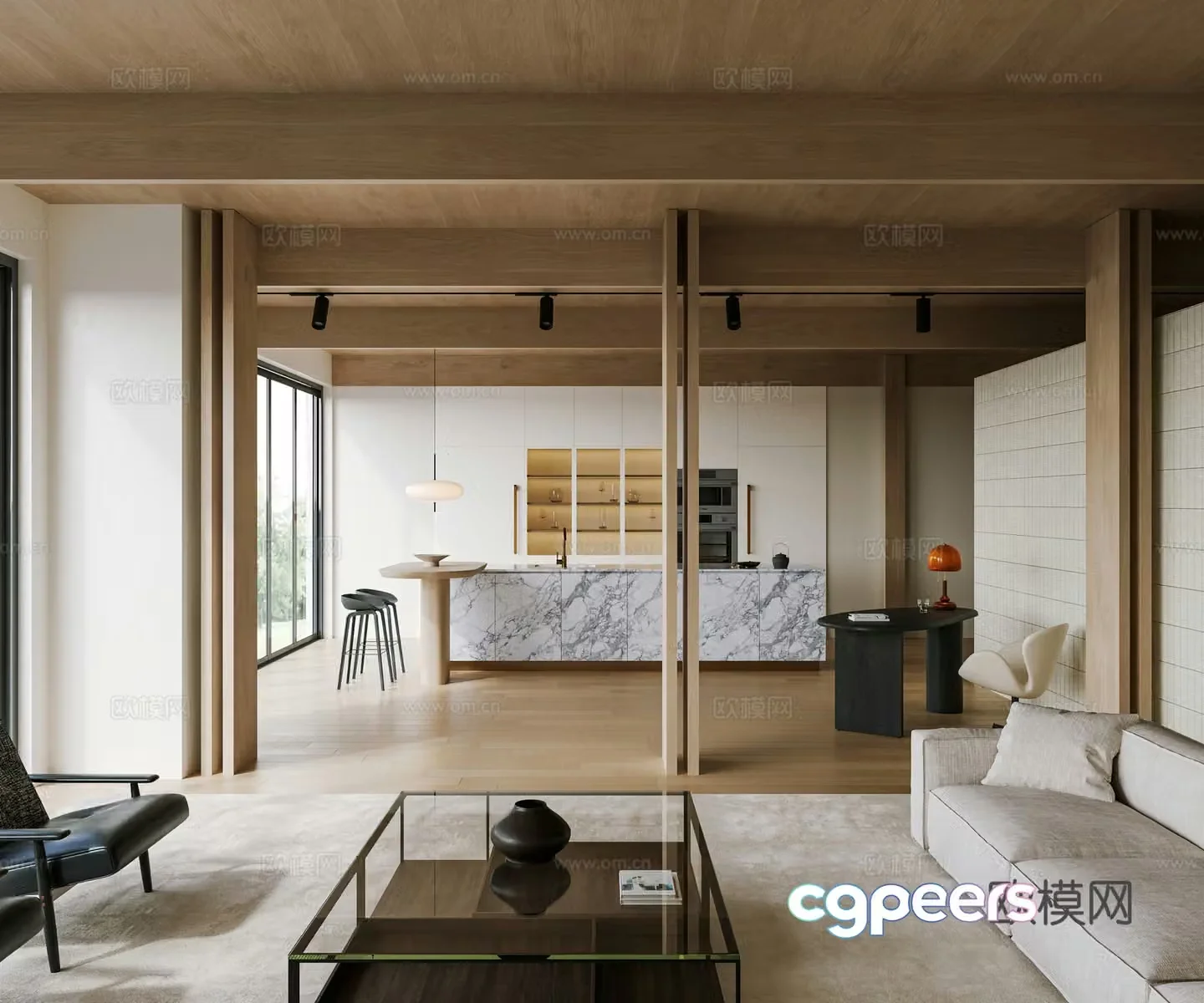Italian Log Wind Villa Living Room Holiday Villa Hollywood Hills Villa Beverly Hills Villa 3D Model