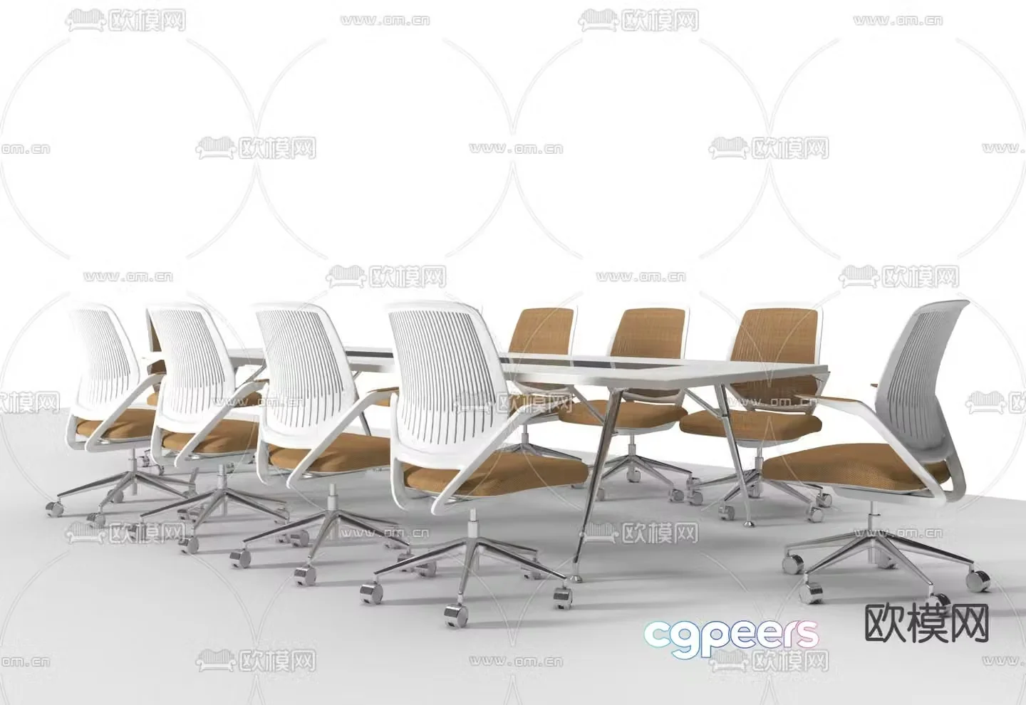 Modern conference table and chairs 3d model