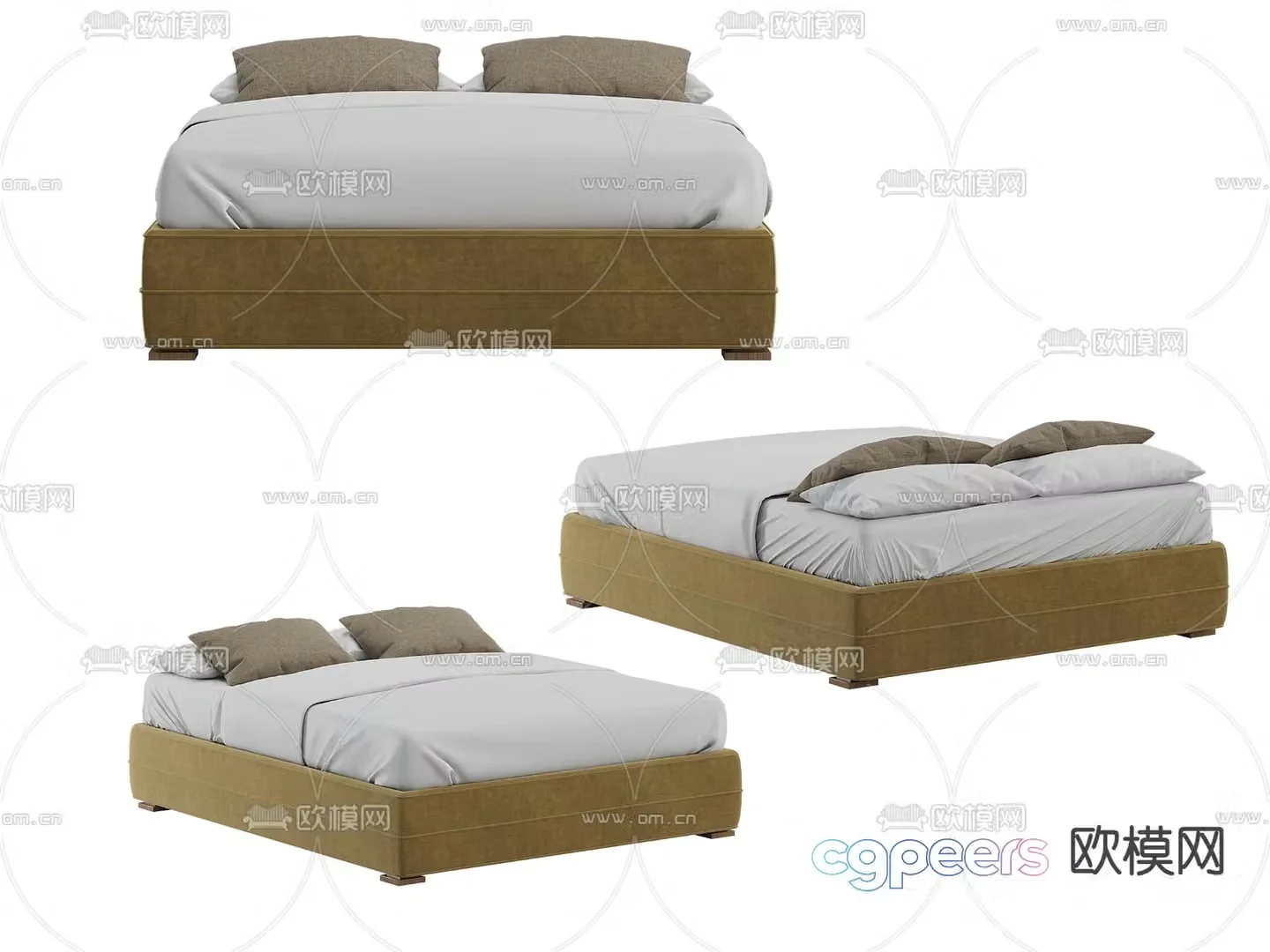 Modern double bed 3d model