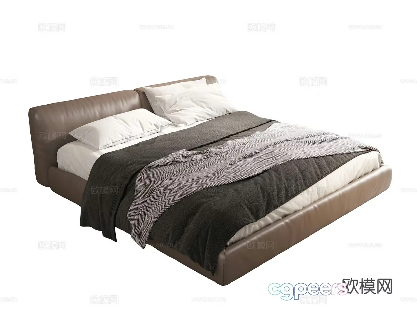 Modern Italian double bed Master bedroom bed Leather bed 3d model