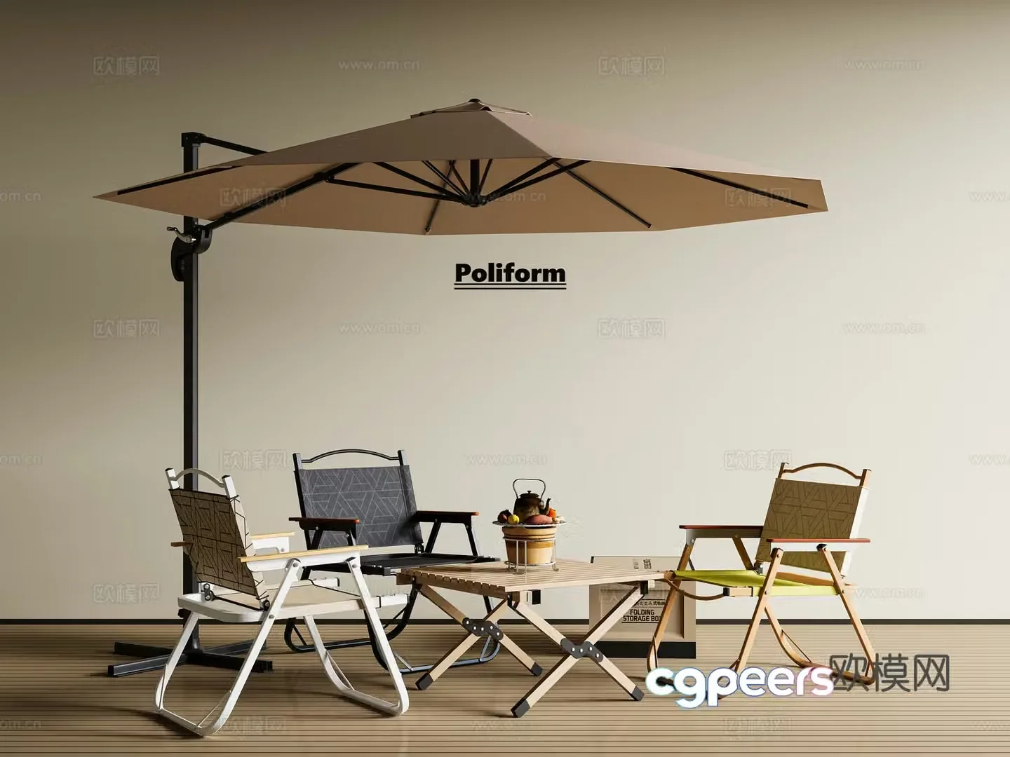 Modern simple outdoor table and chairs outdoor leisure table and chairs parasol outdoor table and chairs outdoor dining table and chairs 3D model