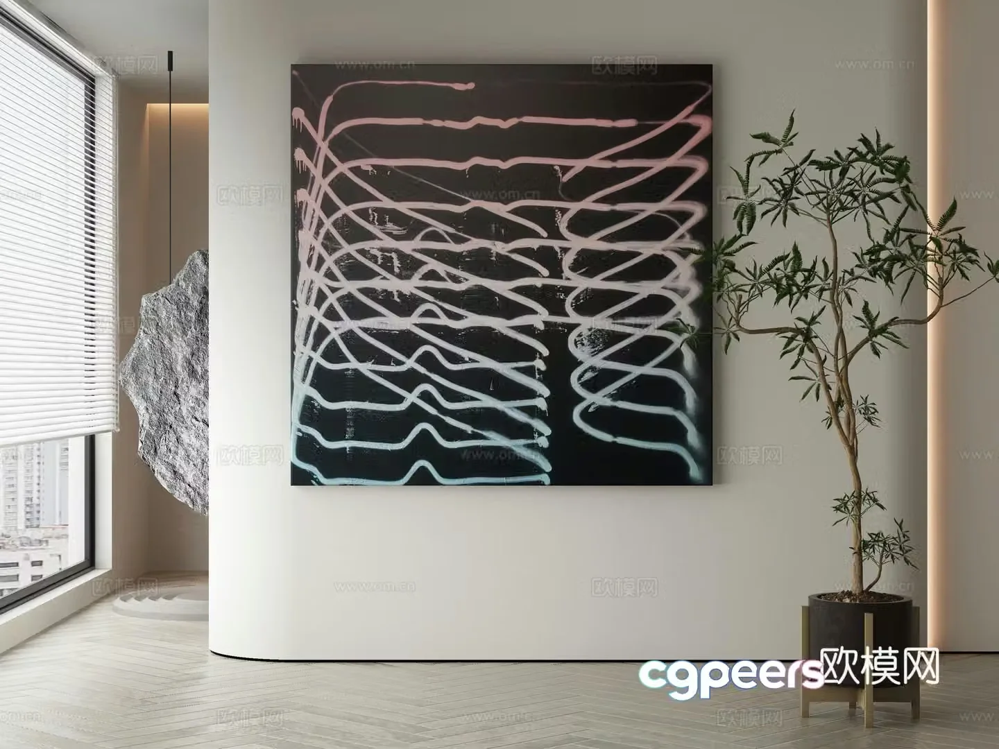 Modern Wasabi abstract hanging painting 3d model