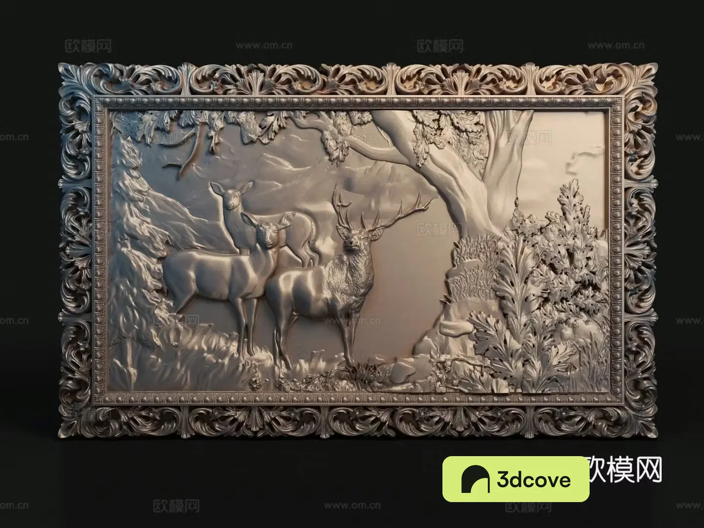 European relief painting carving painting sika deer painting