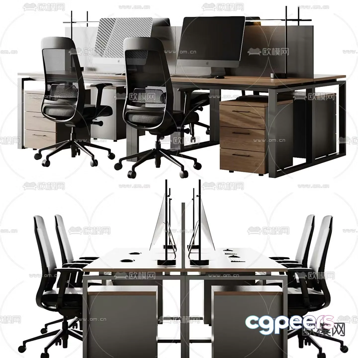 Card space desk workstation staff table 3D model