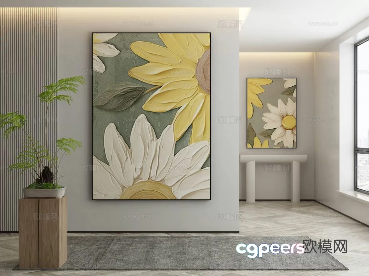 Modern decorative painting sunflower hanging painting 3d model