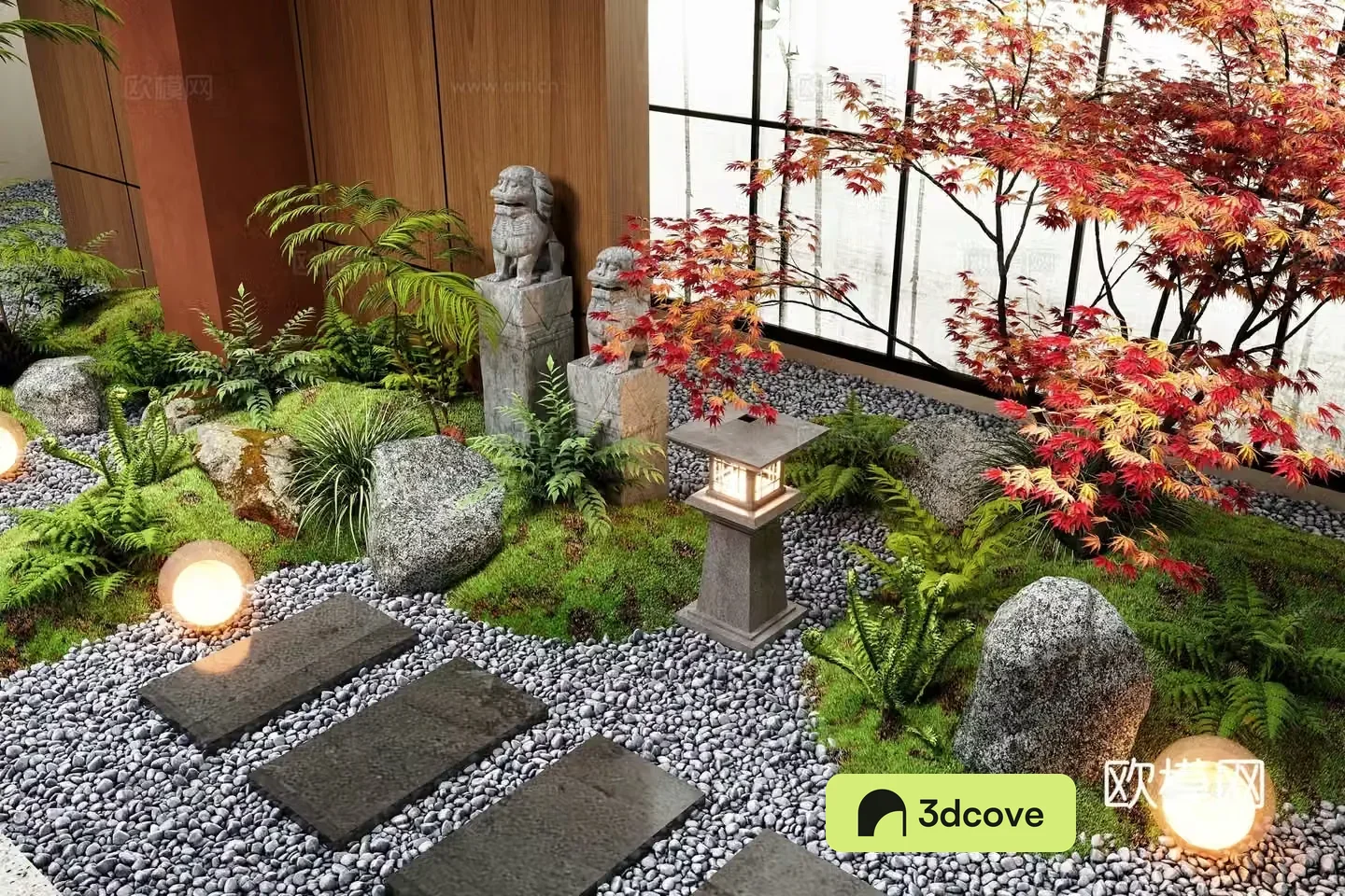 New Chinese-style landscape interior landscape bryophytes landscape sketch