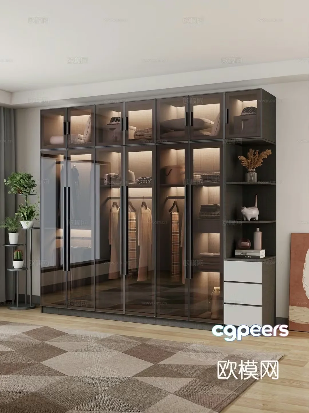 Modern wardrobe Glass wardrobe Wardrobe decoration Custom wardrobe 3d model