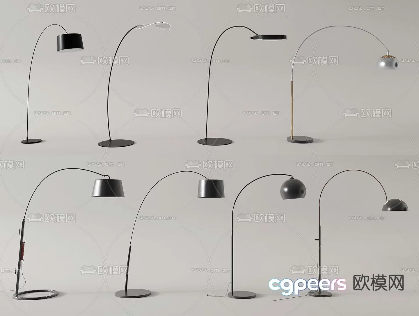 Modern metal floor lamp 3d model