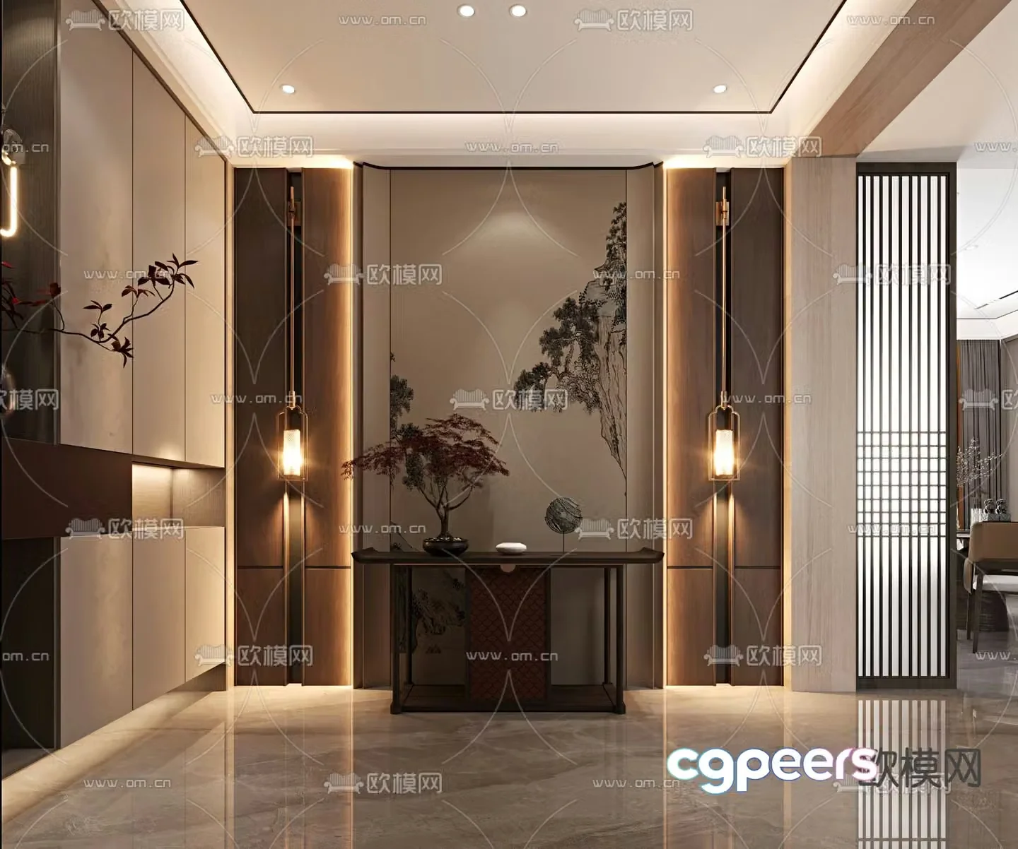 Chinese-style entrance desk Duanjingdai 3D model
