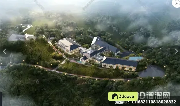 A 3D Rendering Of A Large House