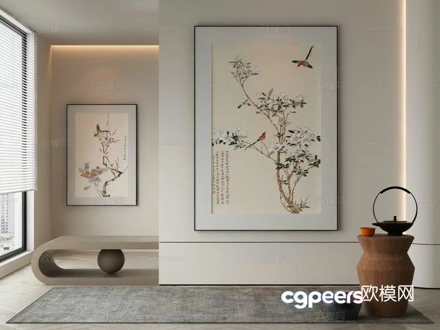 New Chinese style wasabi paintings oil paintings 3D model