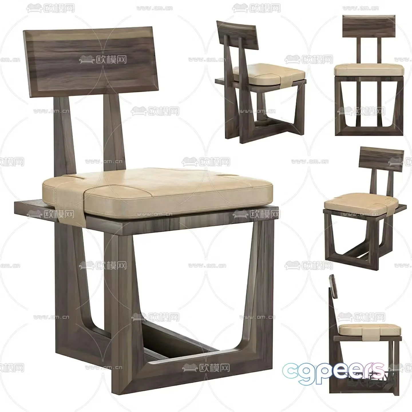 Wabi-sabi chair dining chair 3d model