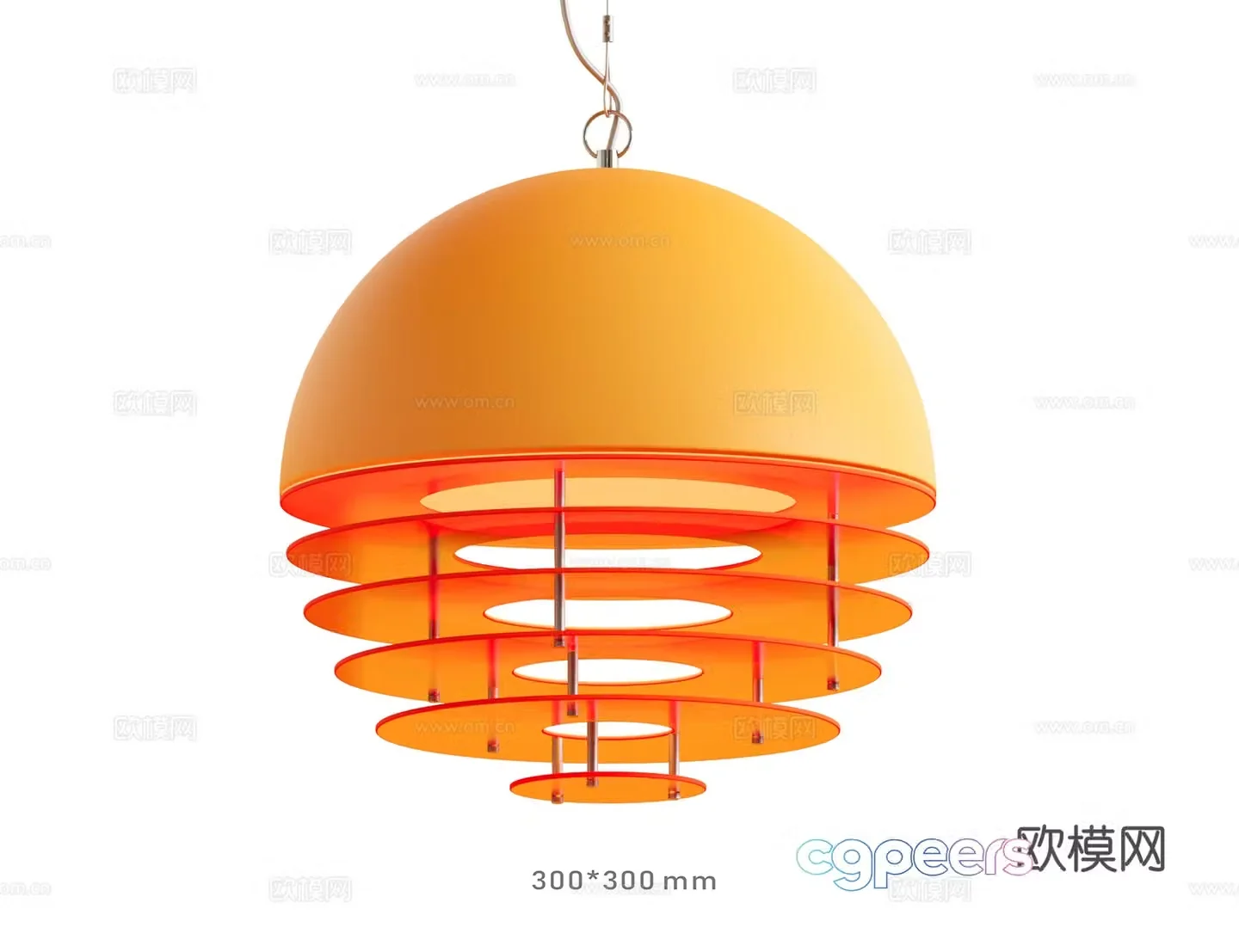 Middle-aged sunset orange chandeliers 3d model