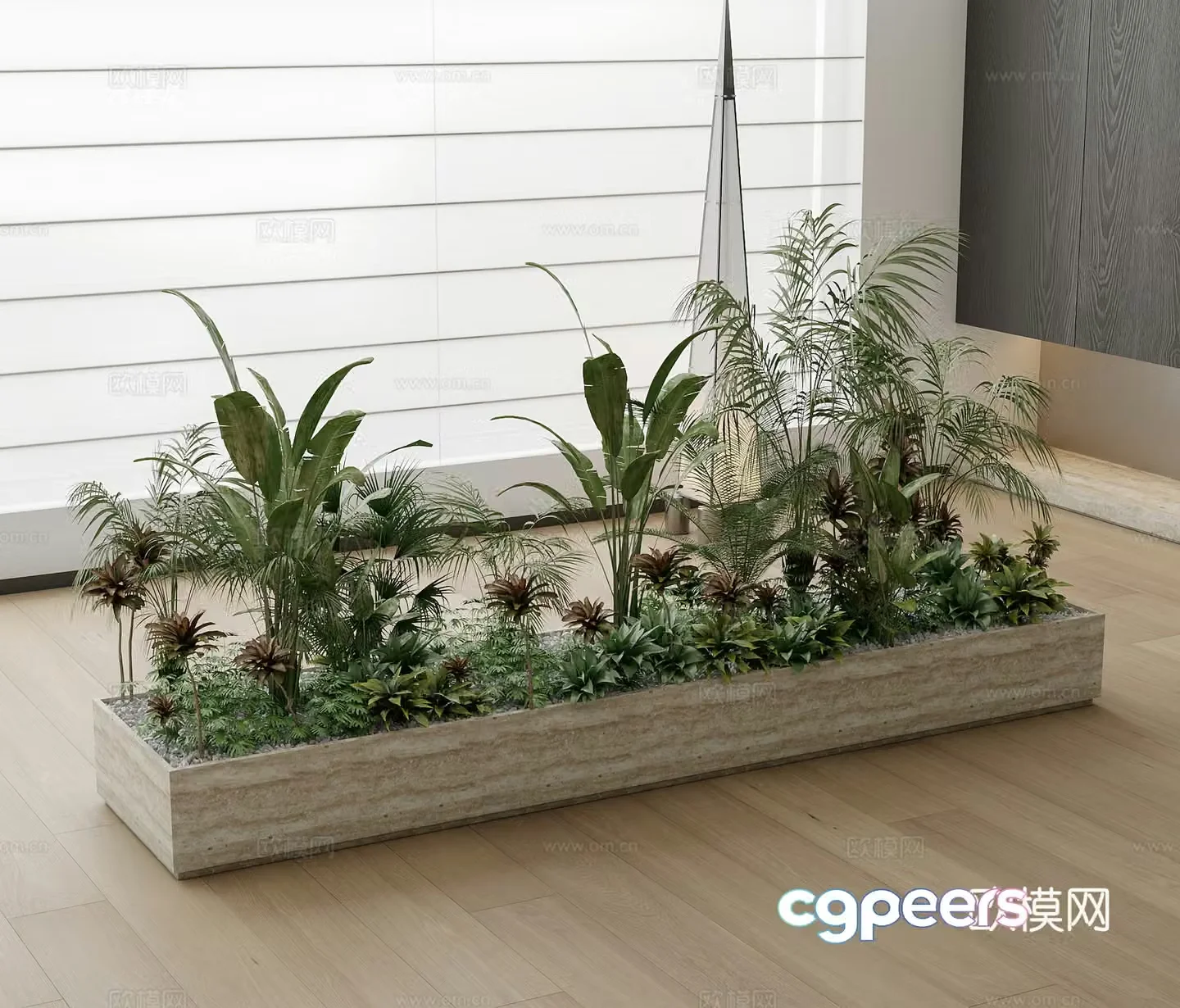 Modern plant pile green plants potted plants bonsai floor lamp 3d model