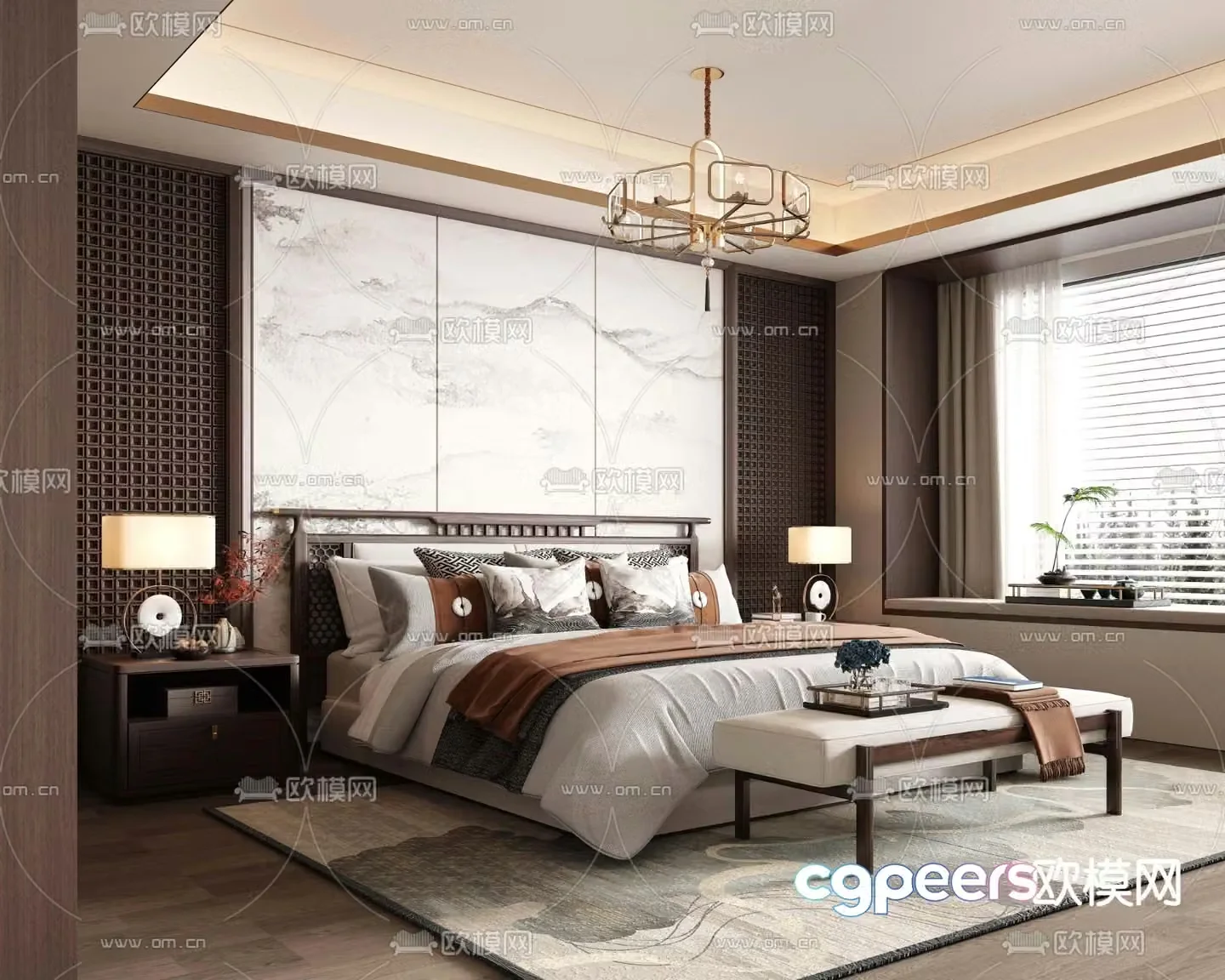 New Chinese style bedroom master bedroom 3D model