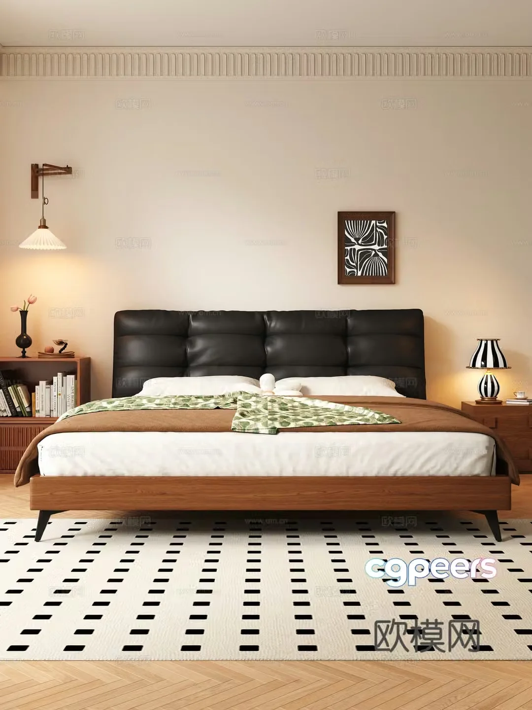 Middle-aged double bed 3D model