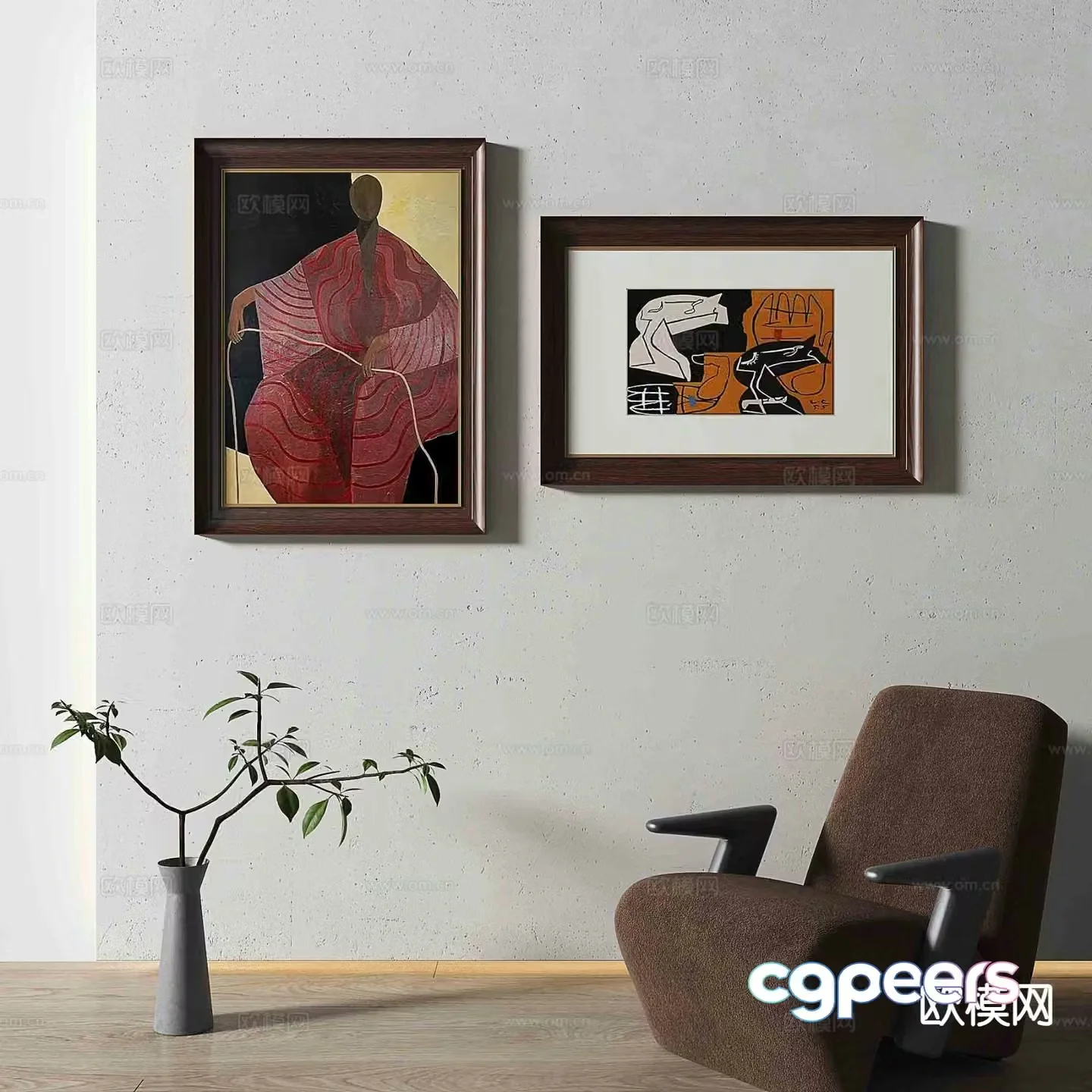 Medieval style figure painting oil painting decorative painting 3D model