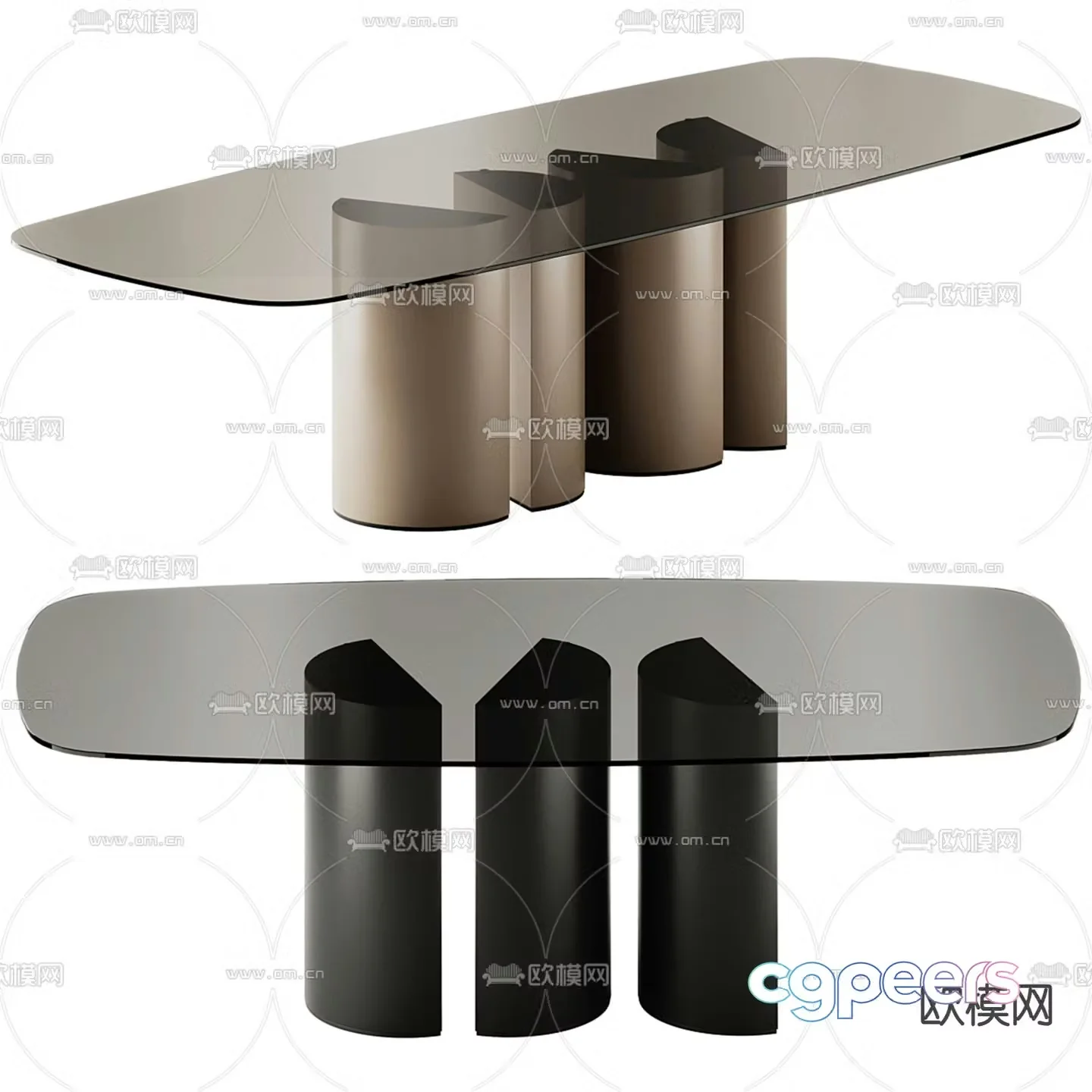 Glass dining table 3d model