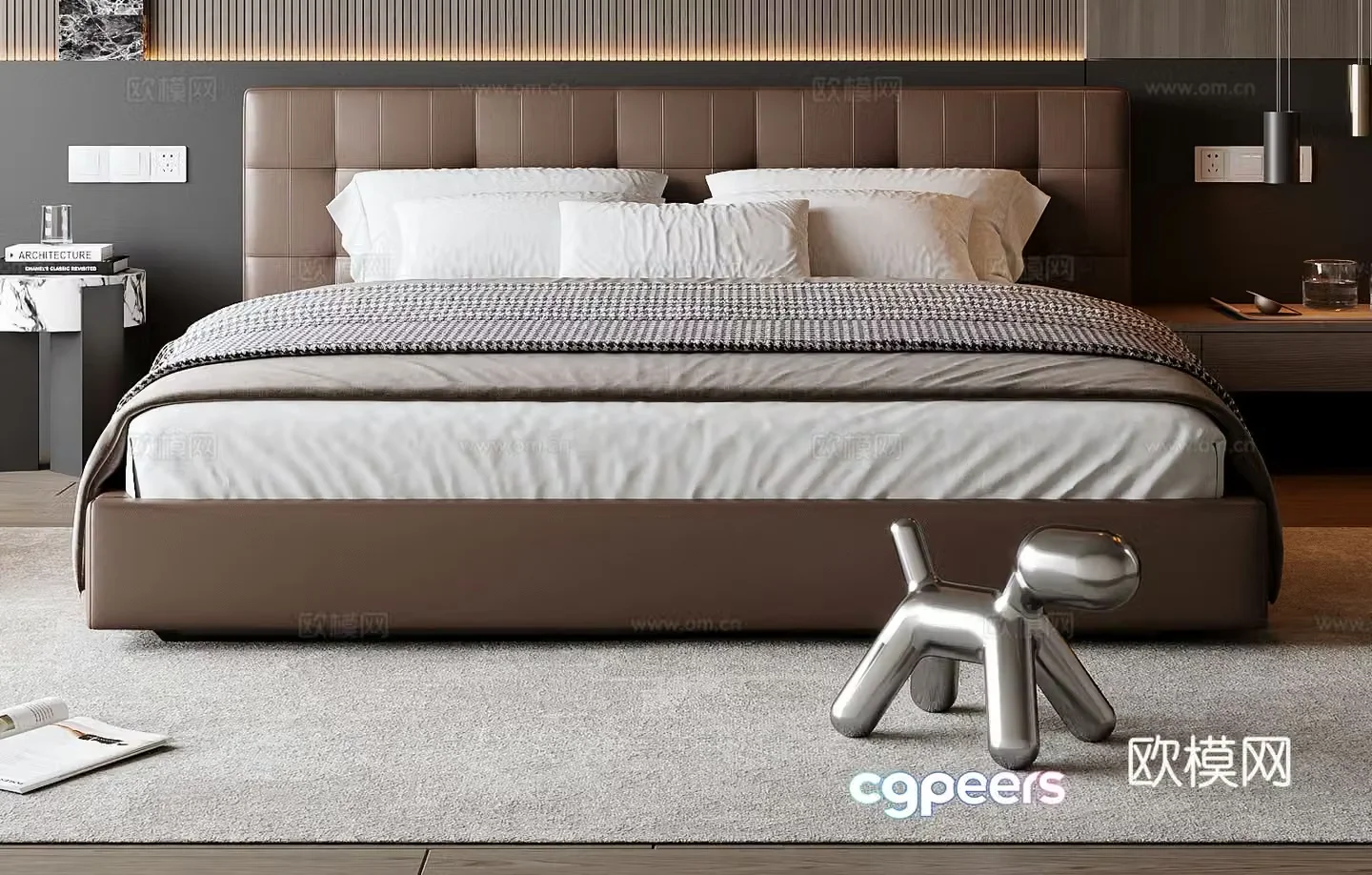 Italian double bed 3d model