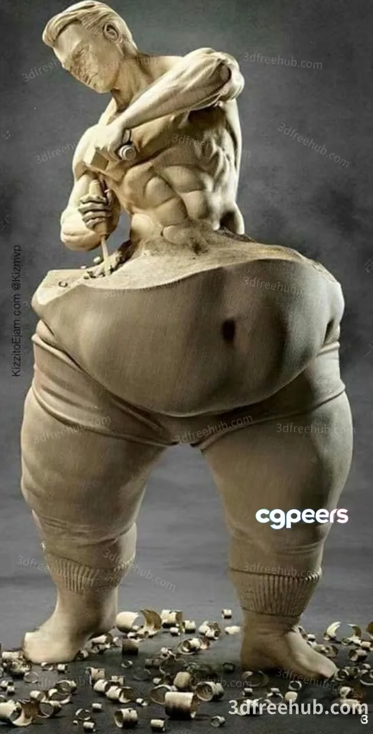 A Statue Of A Man Carving 3D Model – 20210 – VRAY Render