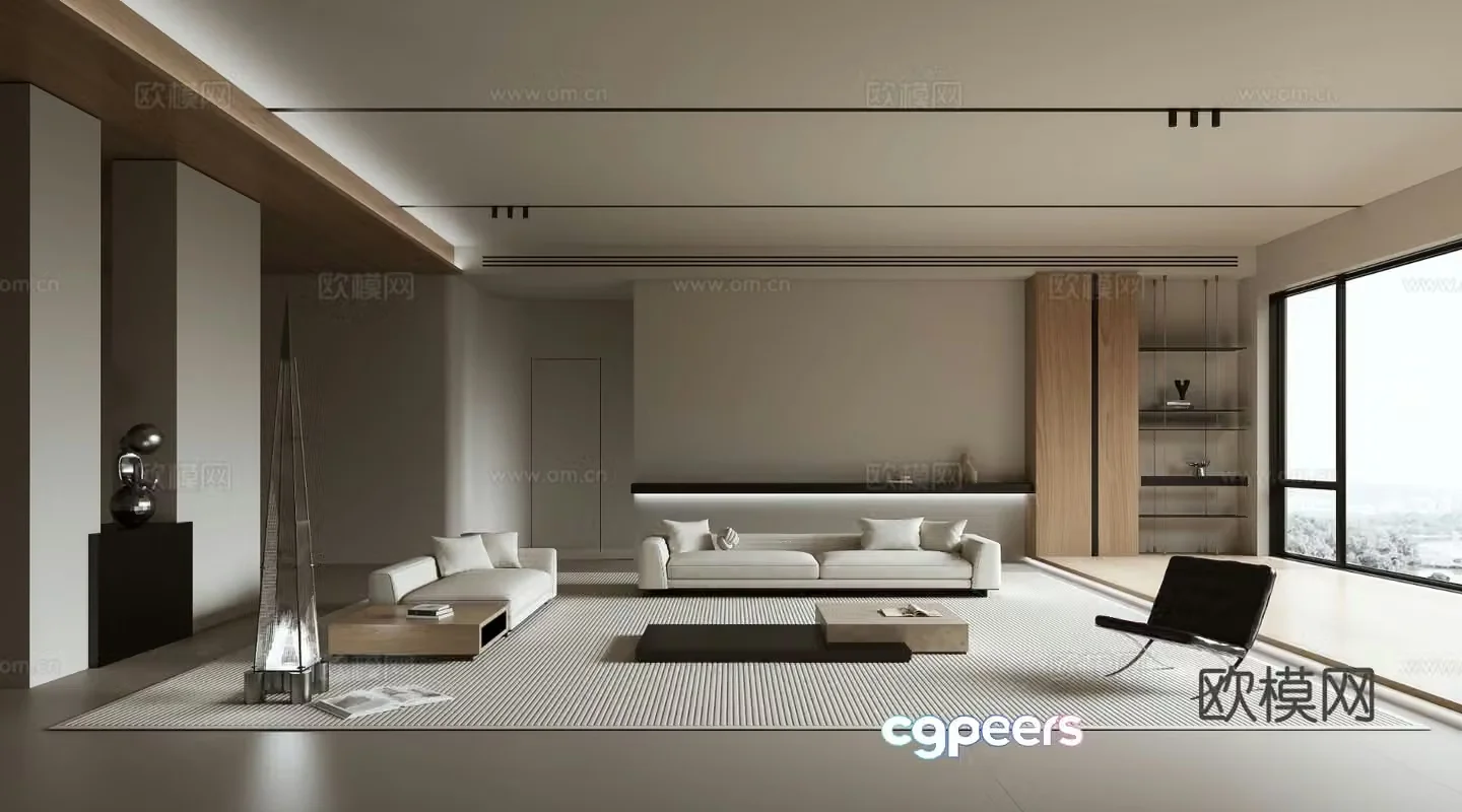 Italian style living room without main light 3D model