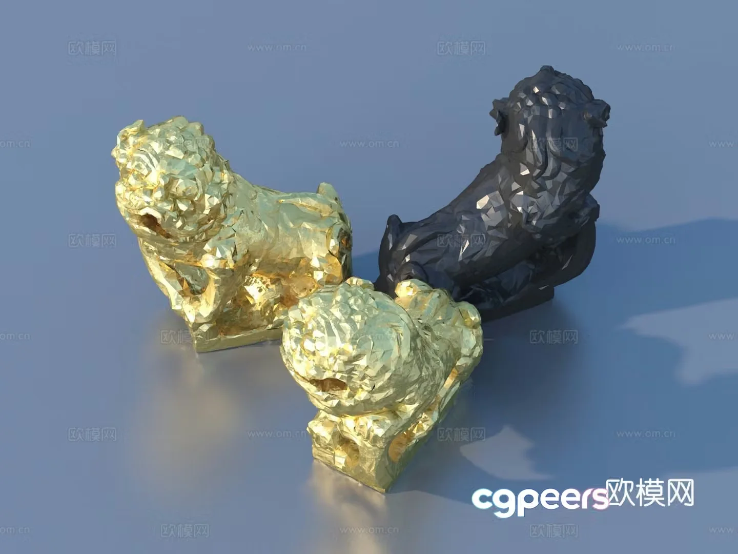 Lion Qilin Divine Beast Stone Lion 3D Model
