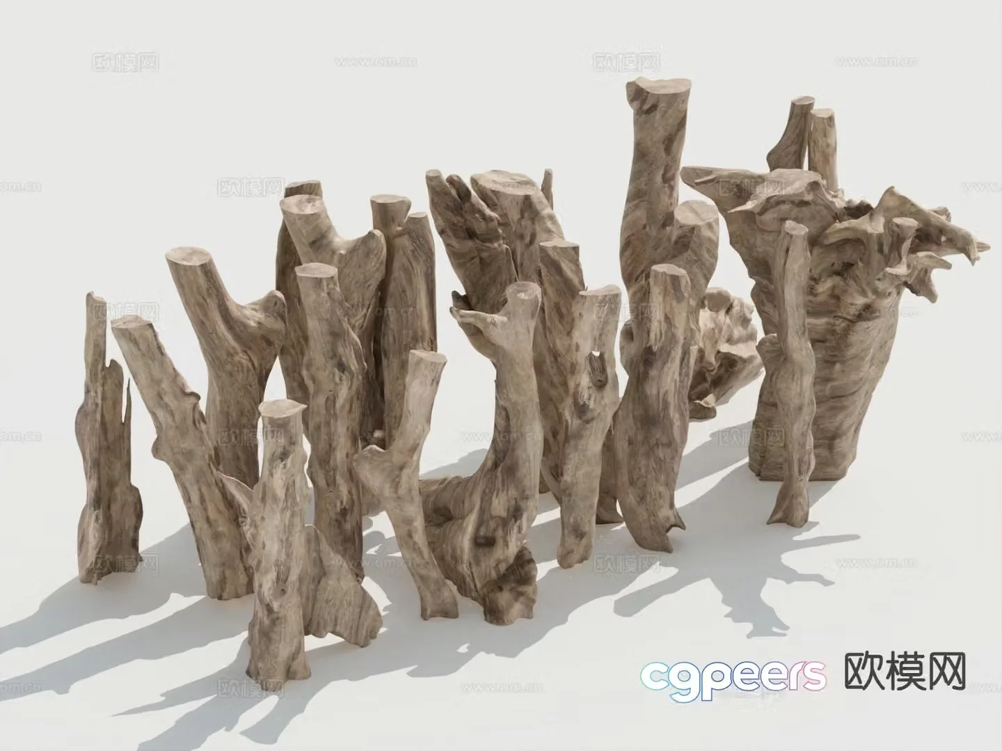 Modern decorative wood firewood 3d model