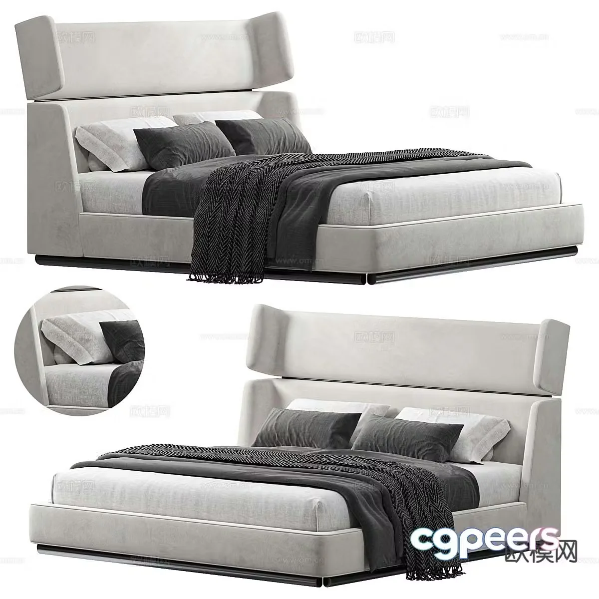 Modern double bed 3d model