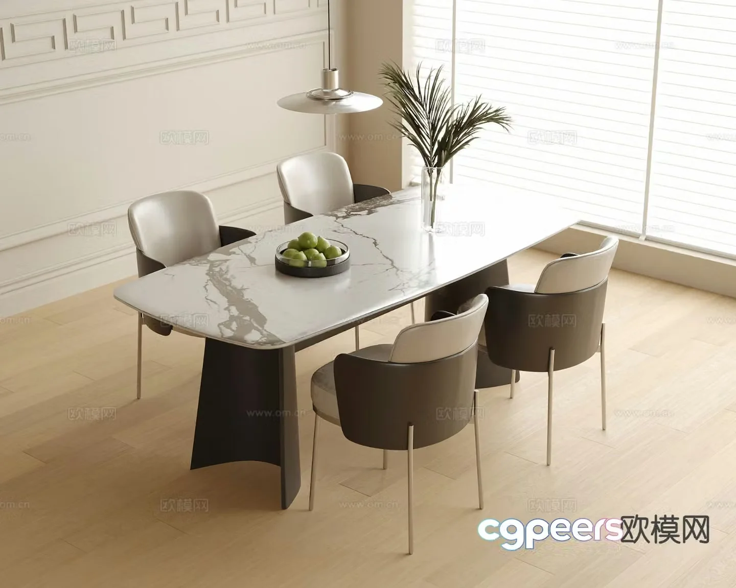 Modern dining table and chairs bar dining table 3d model