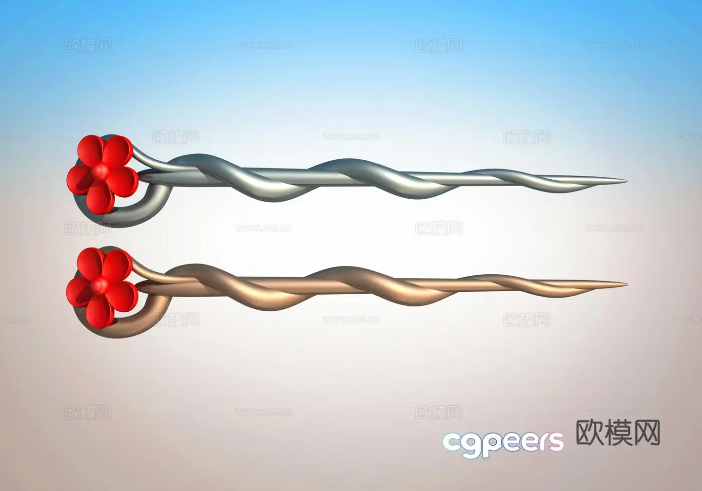 3D model of plum blossom hairpin