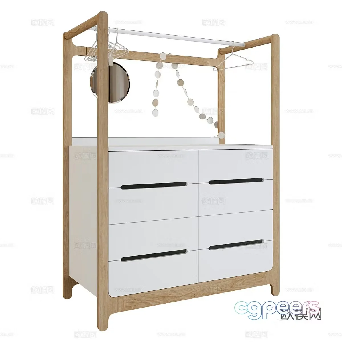 Modern Nordic log children’s chest of drawers 3d model