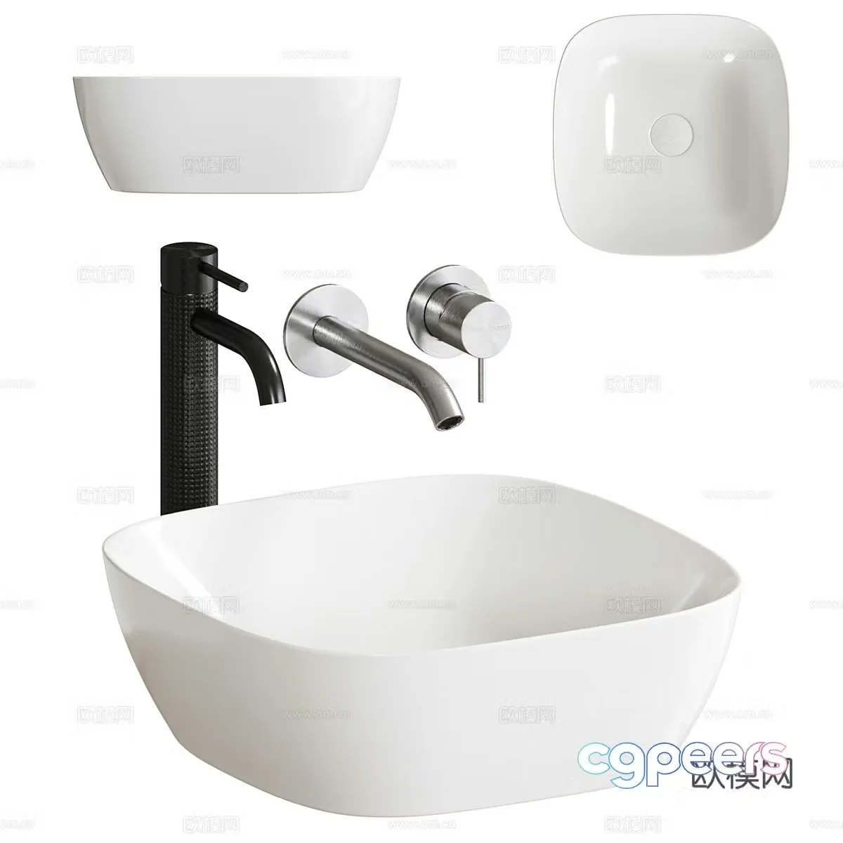 Modern ceramic washbasin 3d model