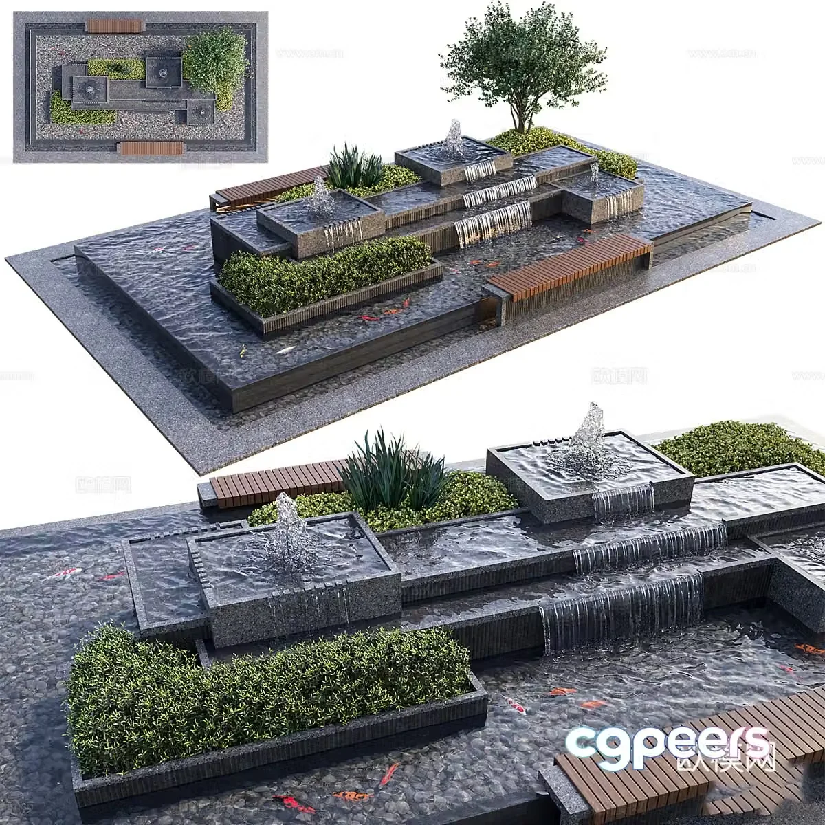 Modern garden landscape 3d model