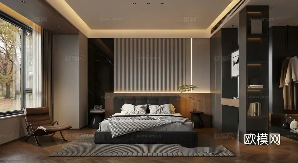 Cozy Modern Bedroom 3D Model – 8290 – VRAY Render