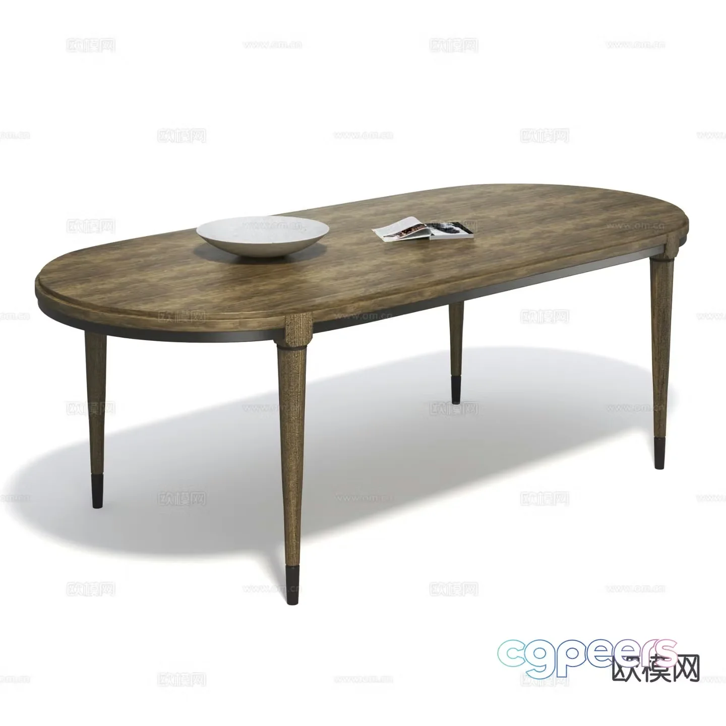 American dining table solid wood dining table log dining table 3d model