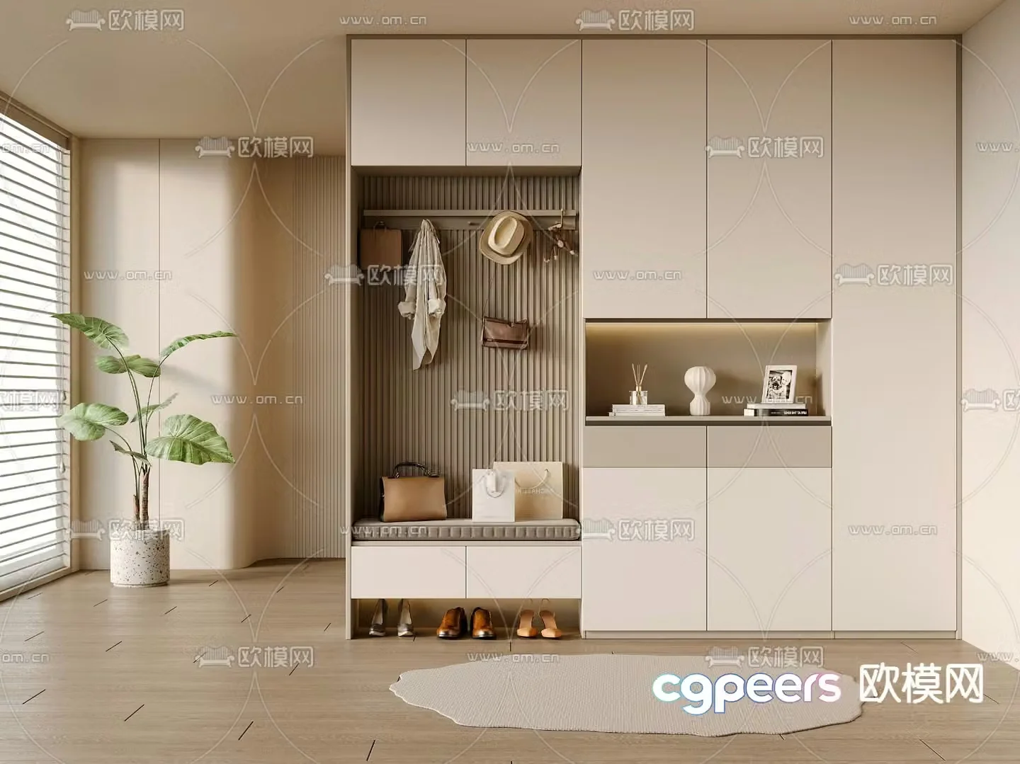 Modern shoe cabinet shoe and hat cabinet 3d model