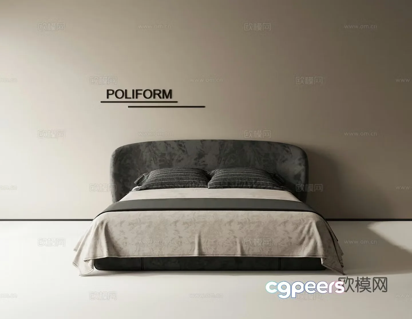 Middle-aged double bed 3d model