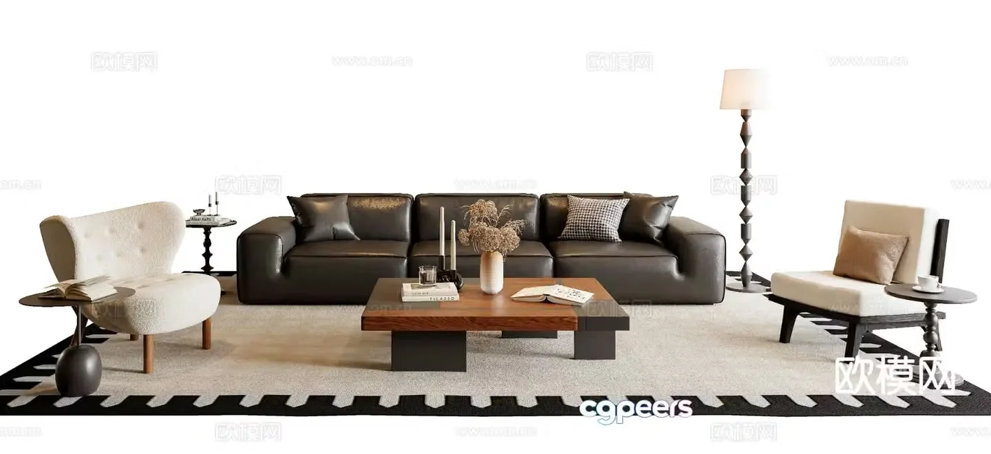 Medieval style sofa coffee table modular sofa 3d model