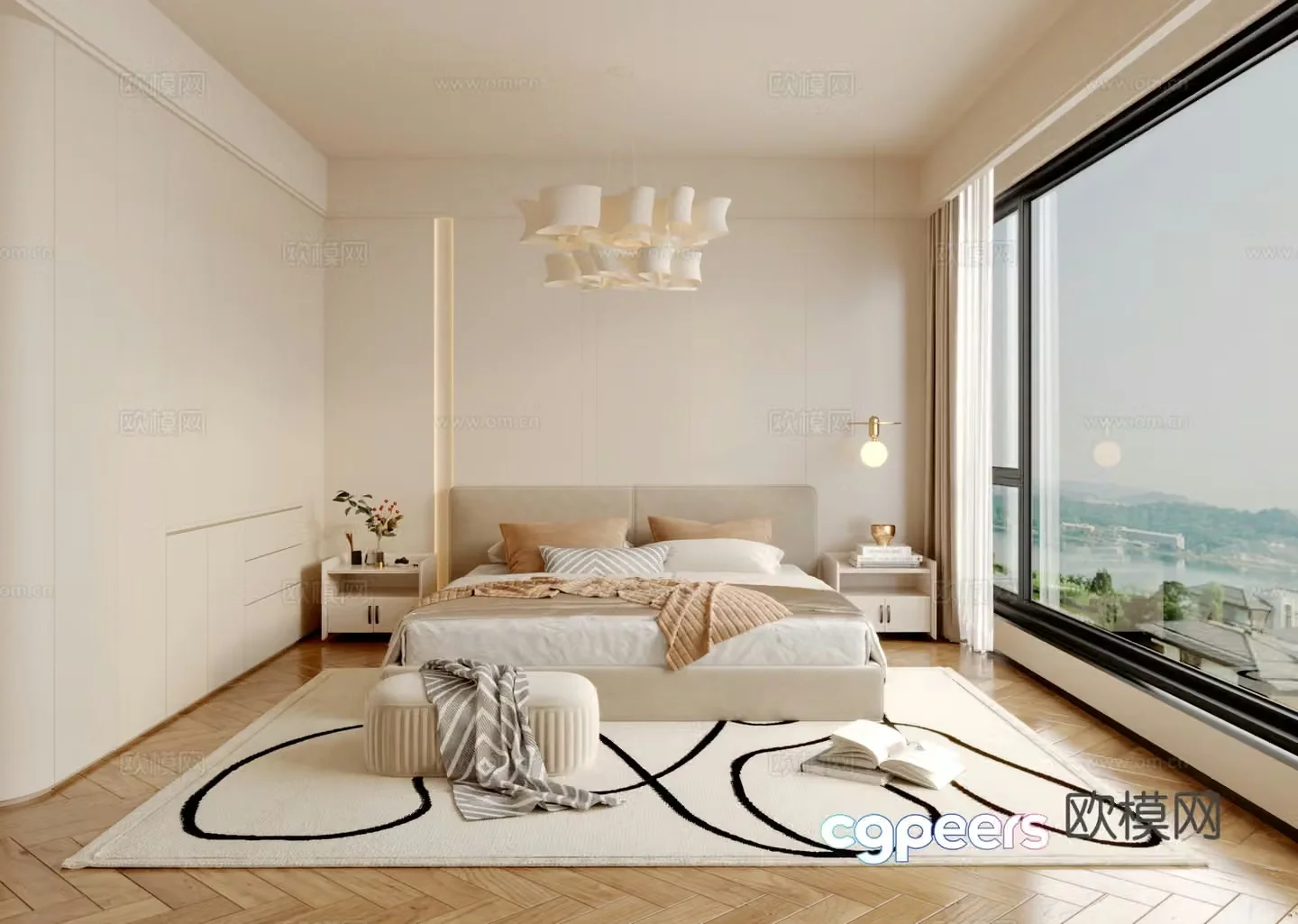 Modern creamy style children’s room 3d model