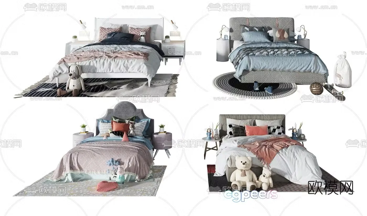 Modern fabric children’s bed 3d model