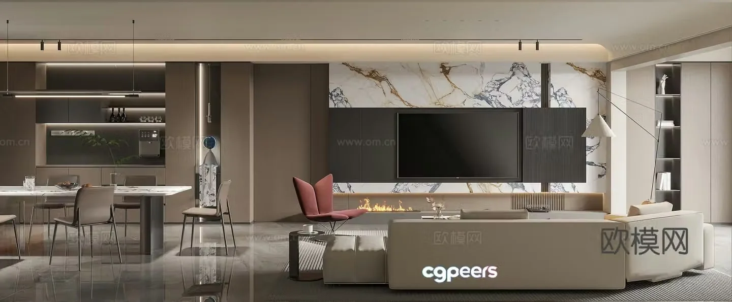 Modern living room 3d model