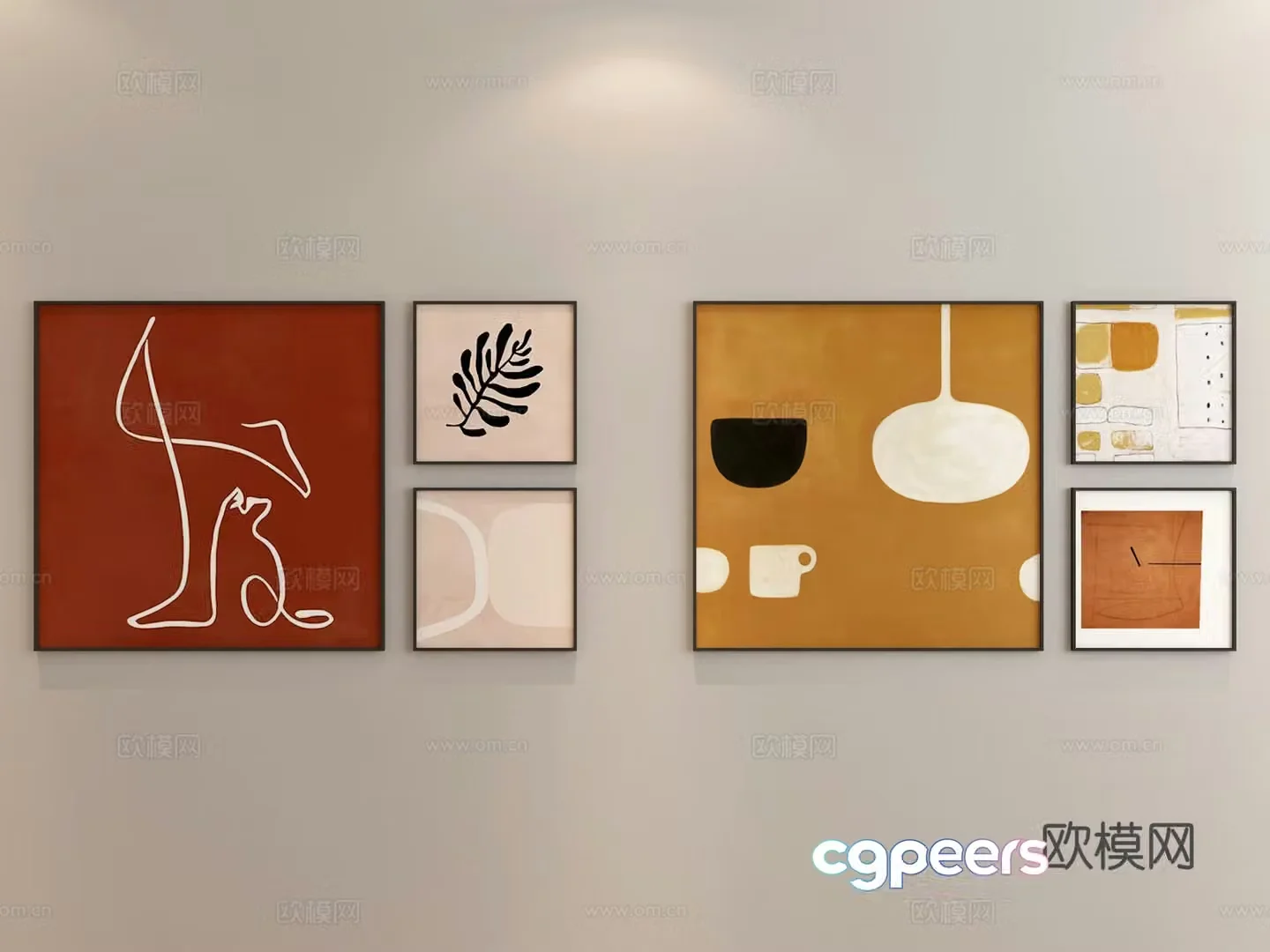 Modern painting Abstract painting Combination painting 3d model