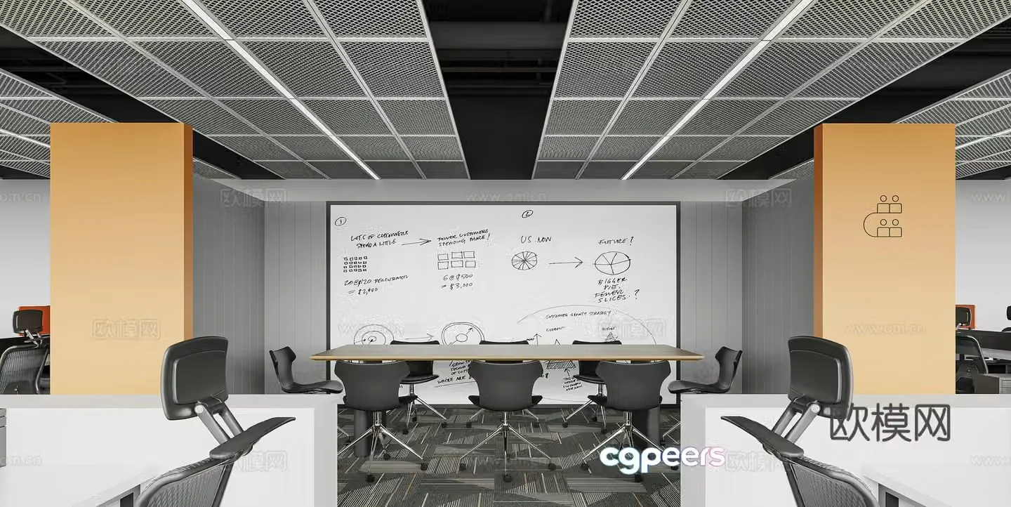 Modern open office 3d model