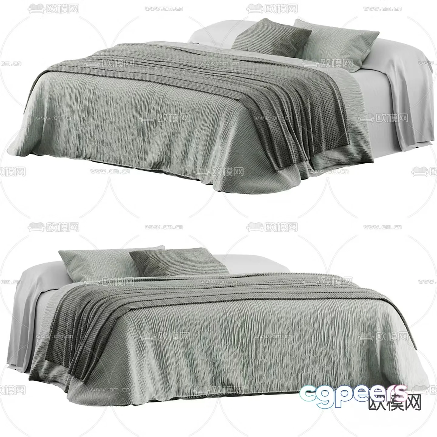 Fabric double bed 3d model