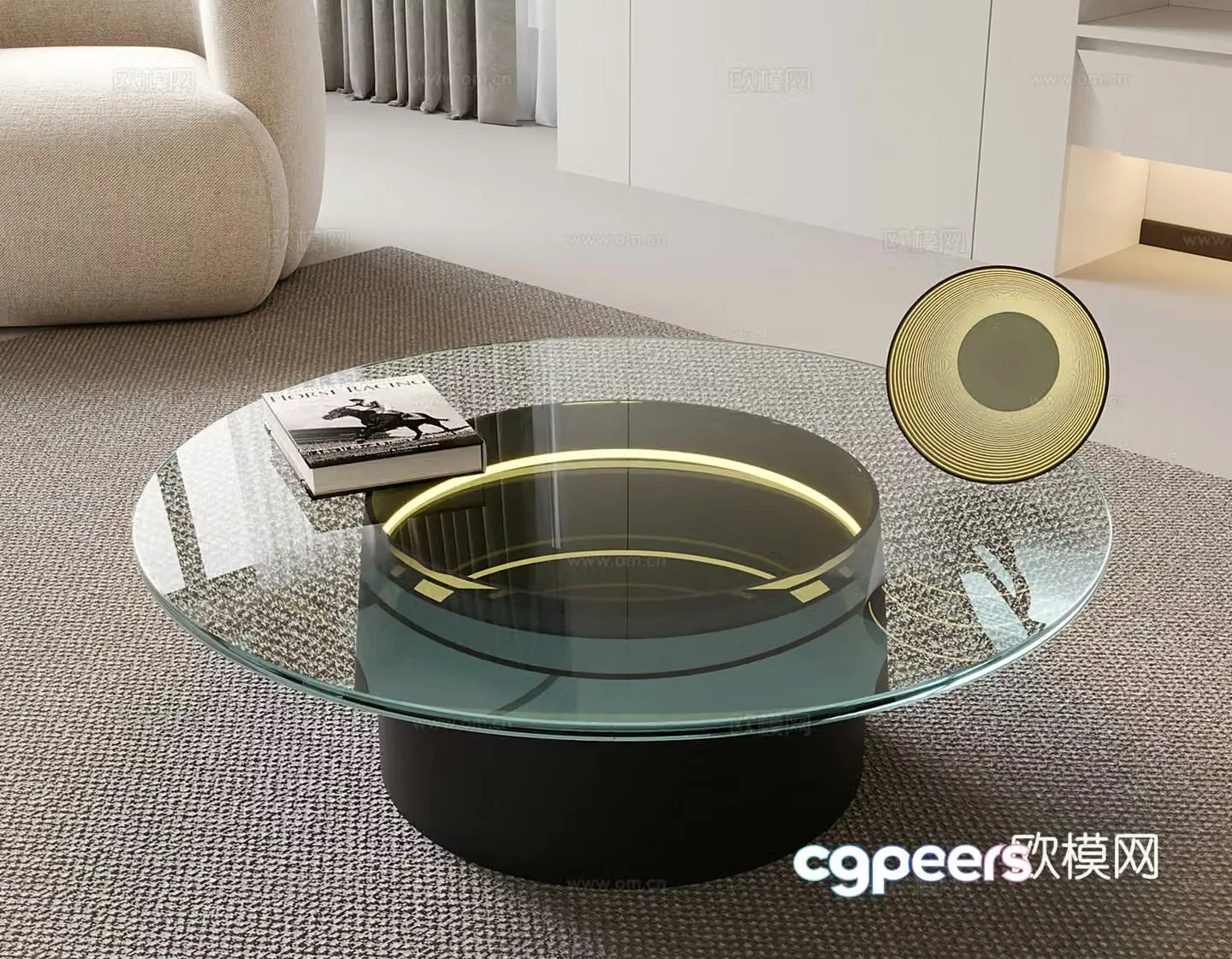 Modern Abyss Mirror Coffee Table Glass Coffee Table Round Coffee Table Abyss Mirror 3D Model