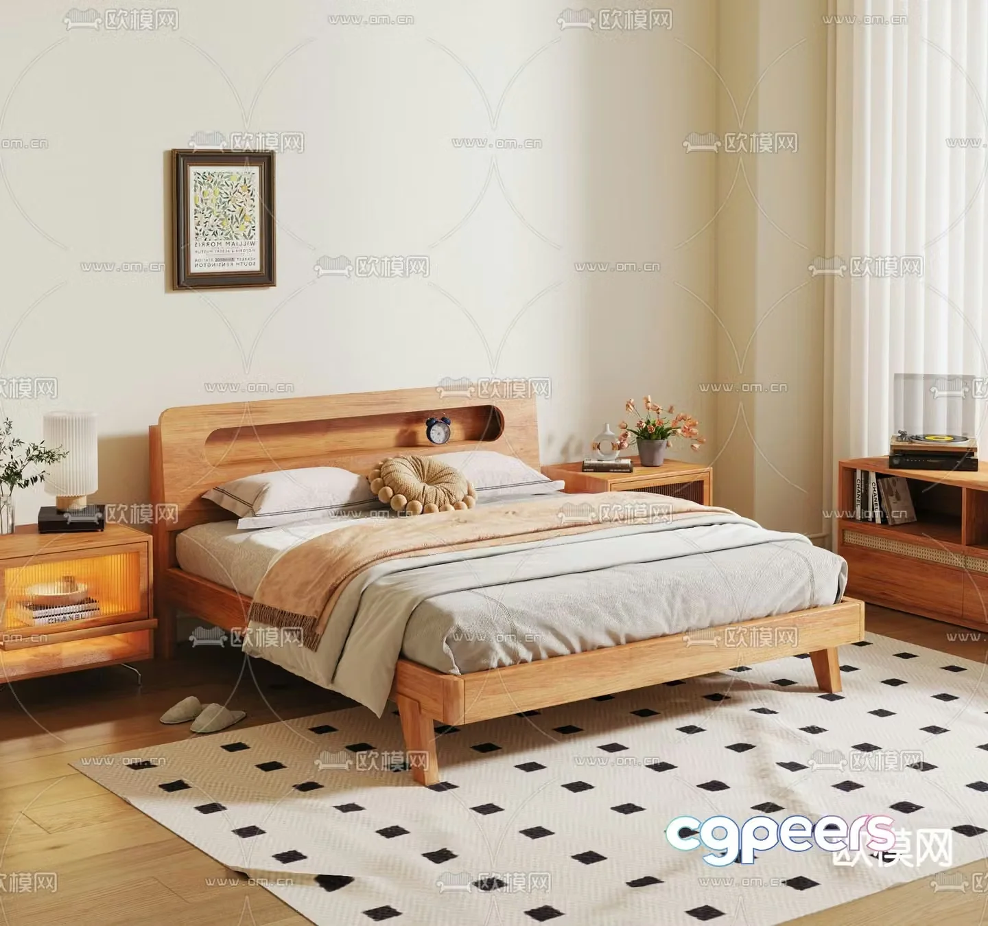 Nordic double bed 3d model