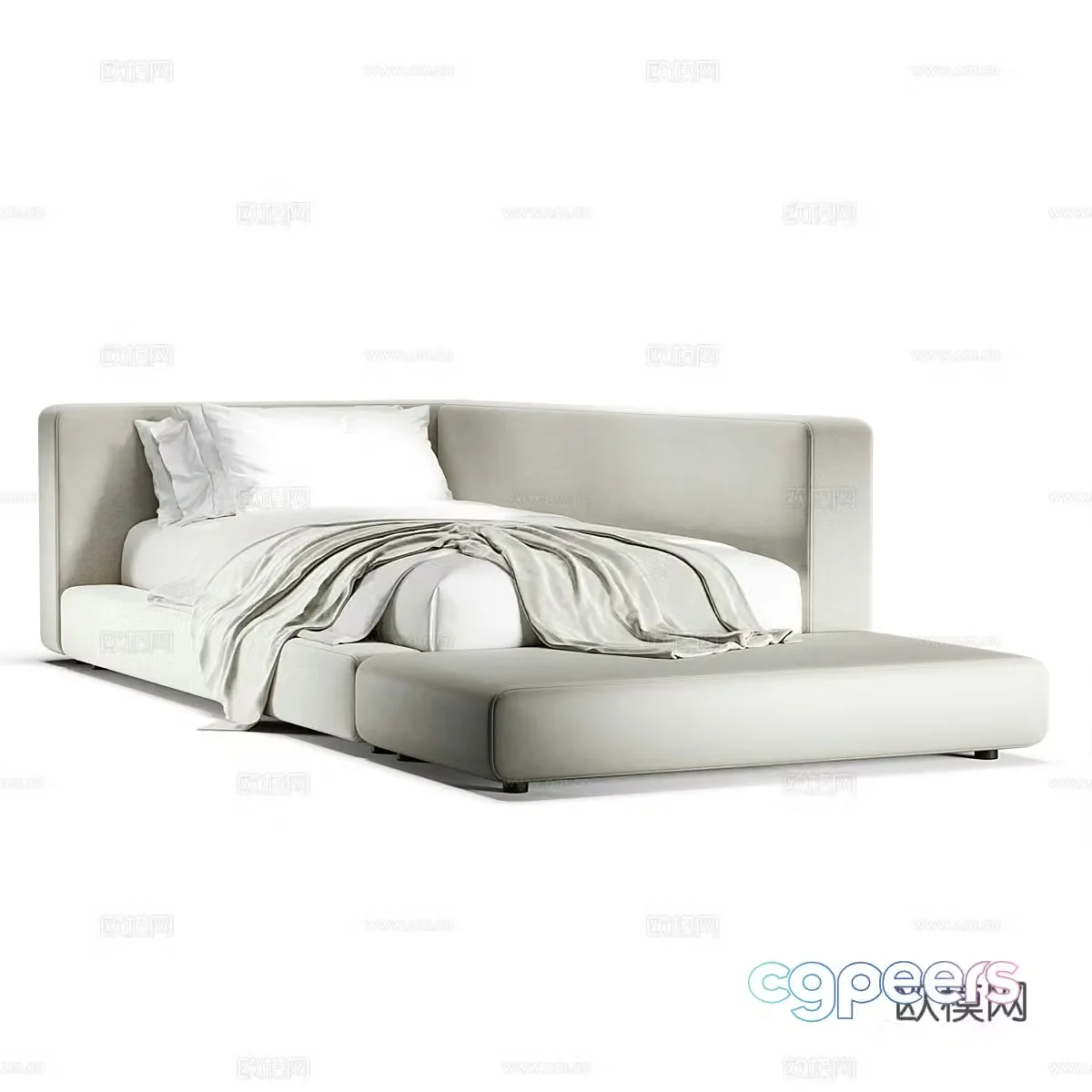 Modern simple single bed Single bed Simple bed Bedroom bed Pillow 3D model